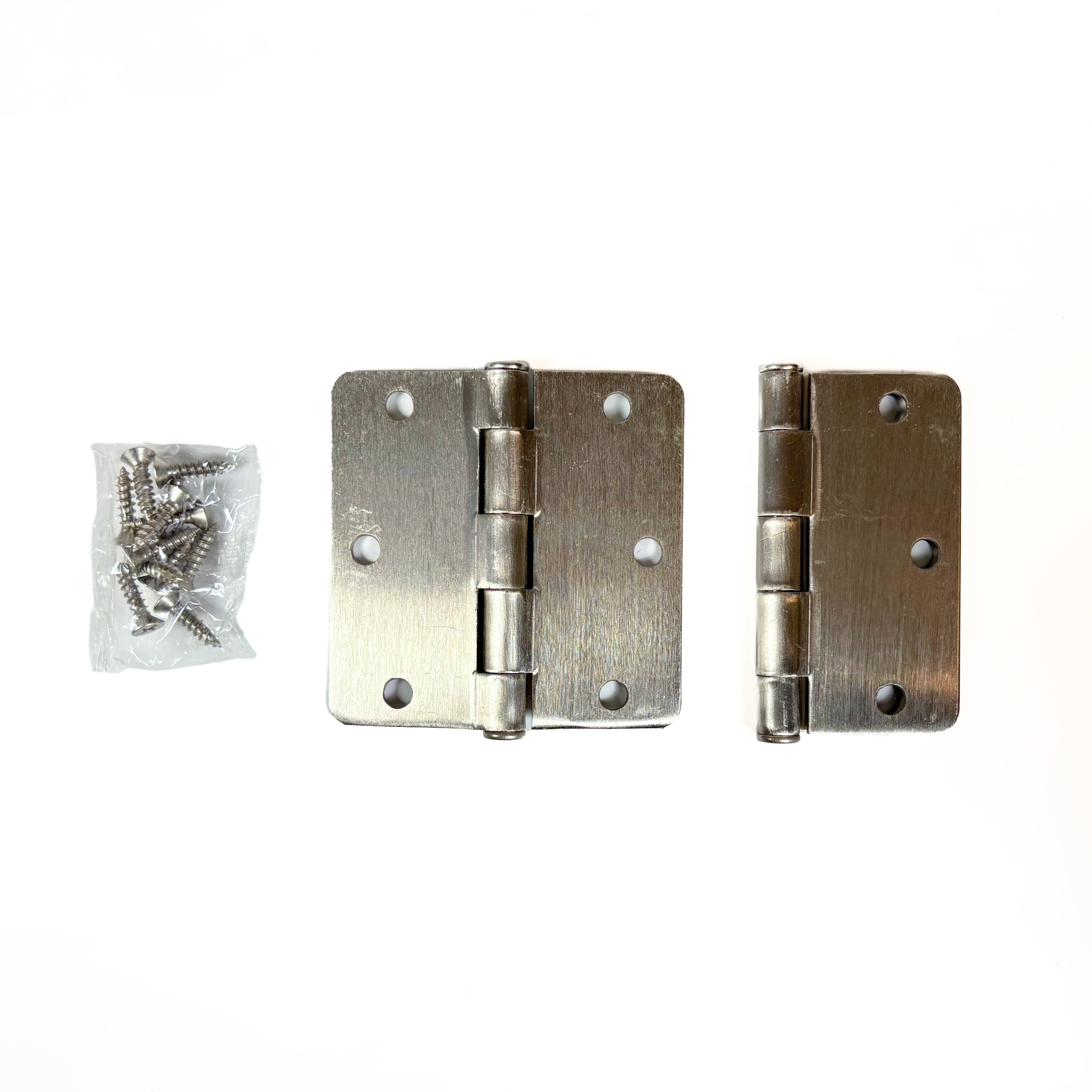 Door Hinges 3-1/2 Inch 1/4 Radius Satin Nickel 2 Pack