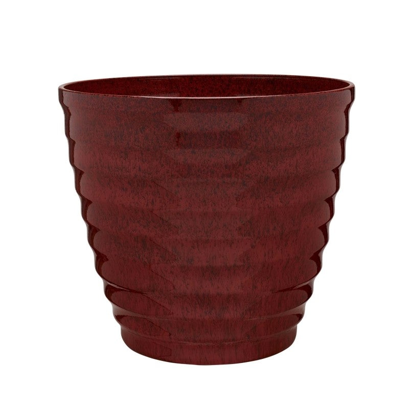 Southern Patio HDR-064749 Planter, 14 in Dia, 11-1/2 in H, Round, Beehive Design, Resin, Red