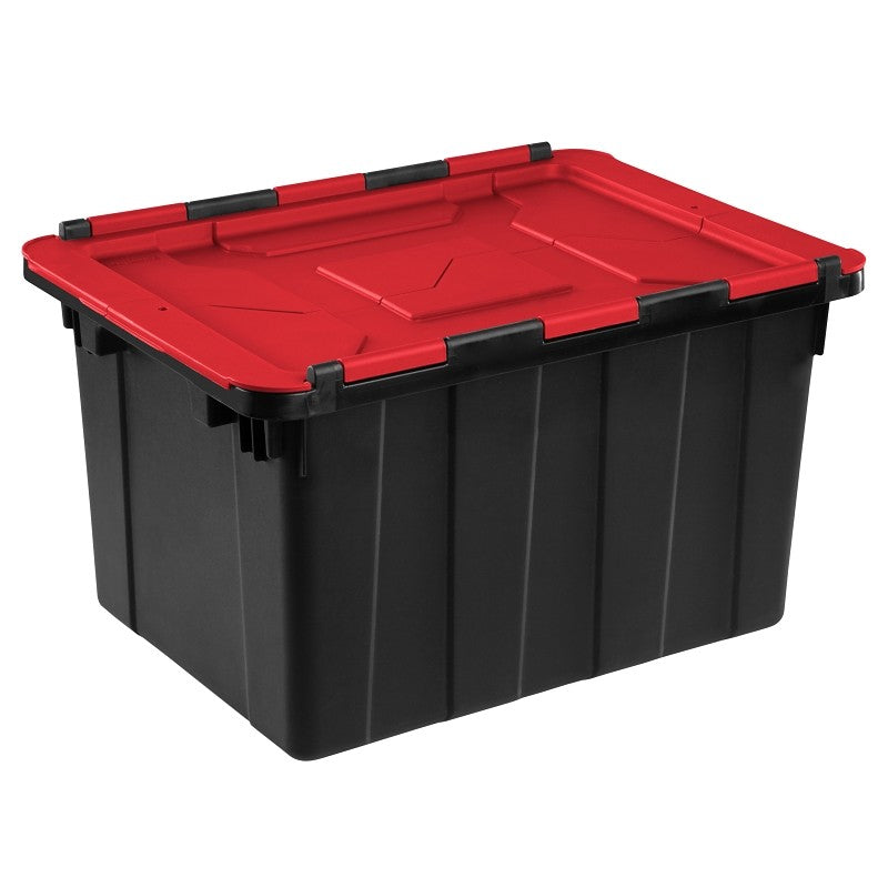 Sterilite 14619006 Industrial Tote, Polyethylene, Black/Red, 21-3/4 in L, 15-3/8 in W, 12-1/2 in H