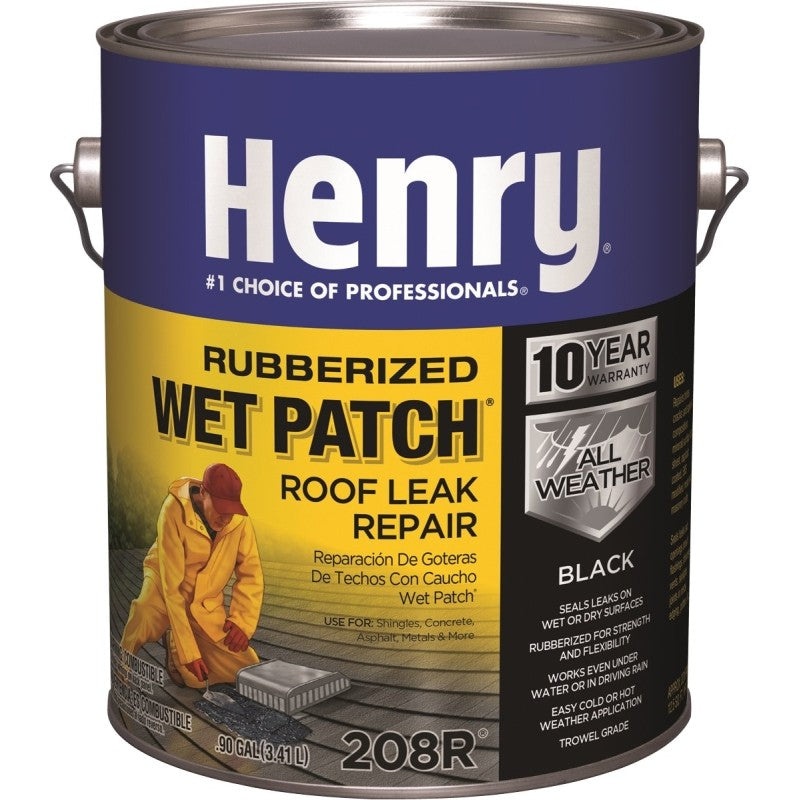 Henry Wet Patch 208 HE208R042 Roof Cement, Black, Liquid, 1 gal Can (Pack of 4)