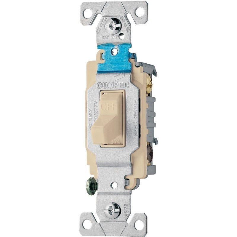 Eaton Wiring Devices CS315V Series Toggle Switch, Ivory, 15 A, 120/277 V, 3-Position, Screw Terminal
