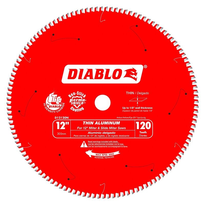 Diablo D12120N Circular Saw Blade, 12 in Dia, 1 in Arbor, 120-Teeth, Carbide Cutting Edge