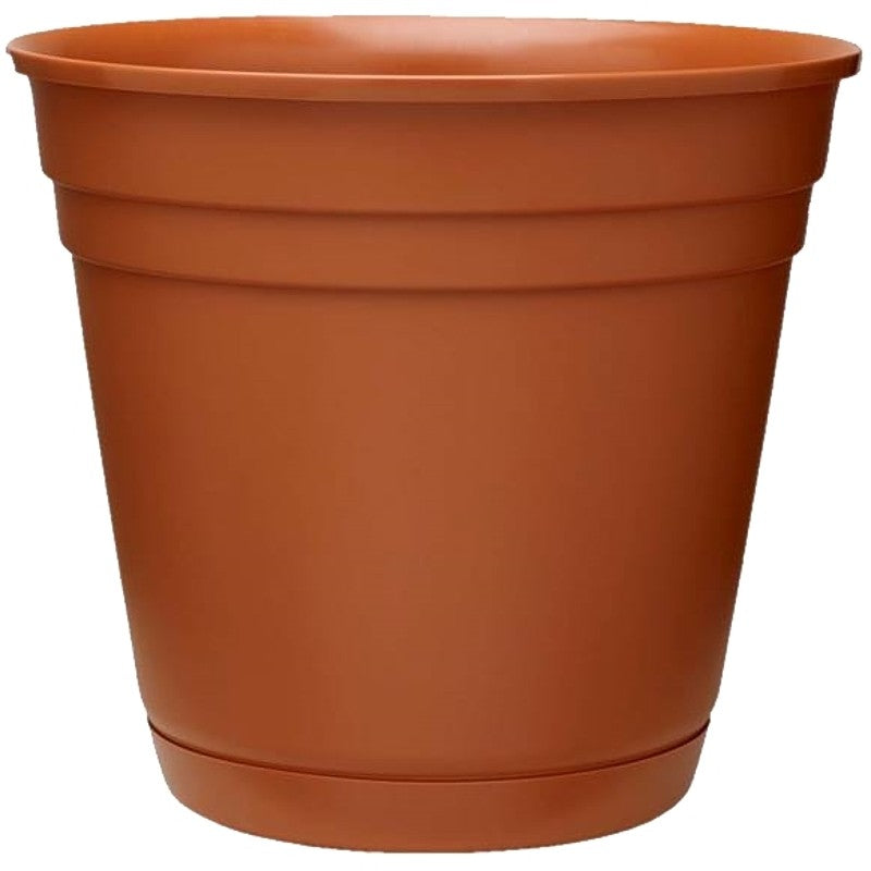 Southern Patio RN0812TC Planter with Saucer, 8 in Dia, Round, Poly Resin, Terra Cotta, Matte (Pack of 12)