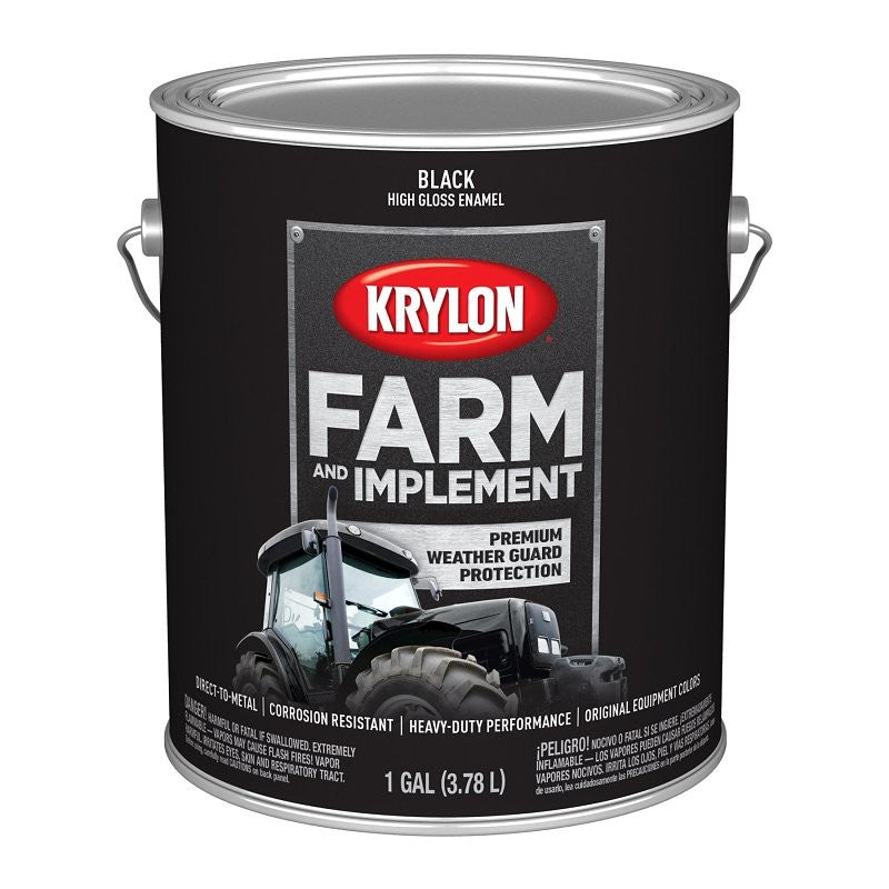 Krylon K01962008 Farm and Implement Paint, 1 gal, Black, Liquid (Pack of 4)