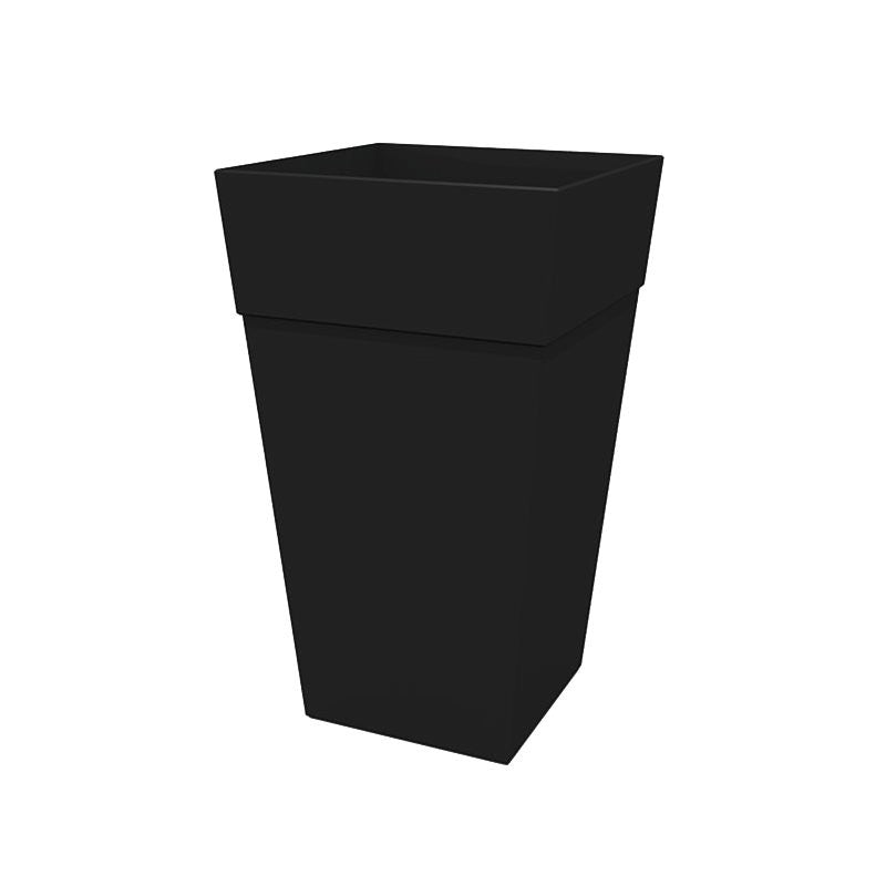 Bloem Finley Series FPS2500-2 Planter, 23.99 in H, 11.74 in W, 9-1/2 in D, Square, Tall, Tapered Design, Resin, Black