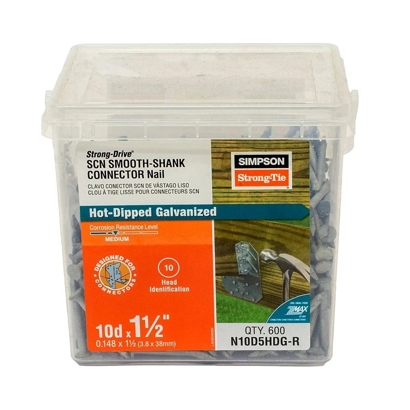 Simpson Strong-Tie SCN Series N10D5HDG-R Connector Nail, 5 lb Package, 4D Penny, 1-1/2 in L, Full Round Head, 9 ga