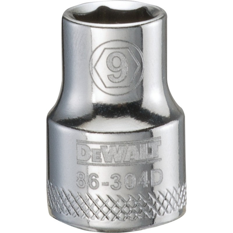 DEWALT DWMT86304OSP Hand Socket, 9 mm Socket, 3/8 in Drive, 6-Point, Vanadium Steel, Polished Chrome