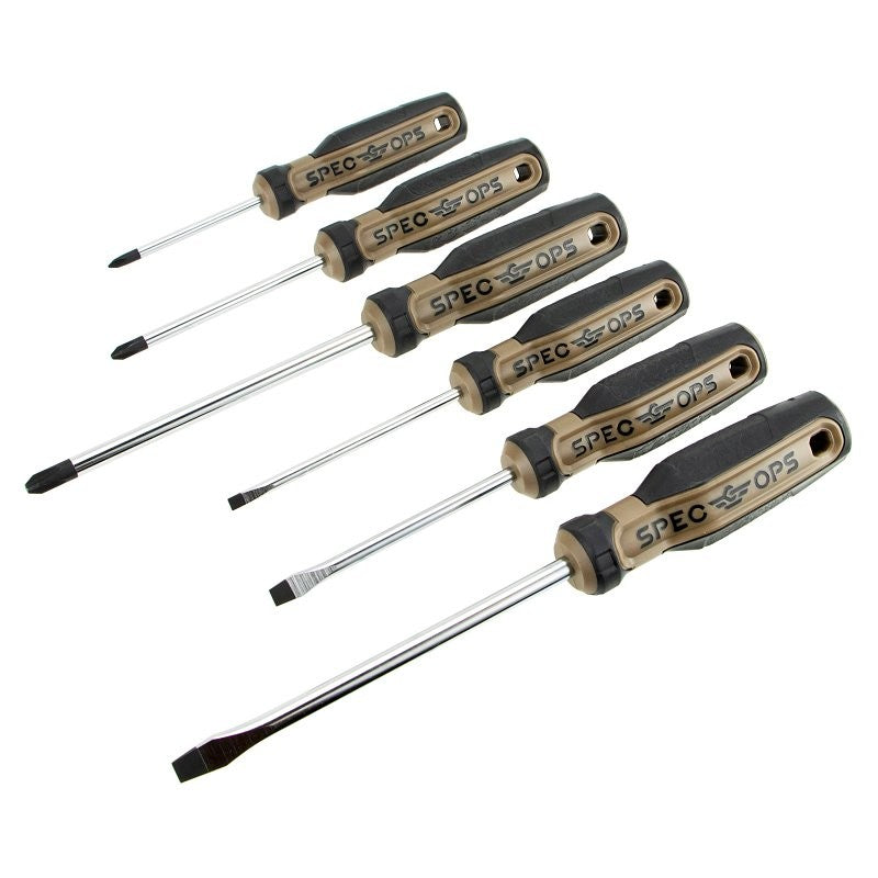 Spec Ops SPEC-S-6PK Screwdriver Set, 6-Piece, Polypropylene/TPR/Steel, Black/Flat Dark Earth
