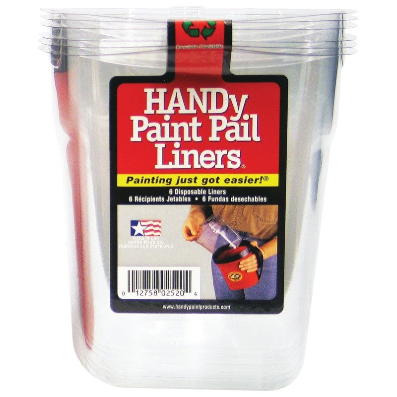 Handy Products BER-2520-CT Paint Pail Liner, 1 qt, Plastic, Clear