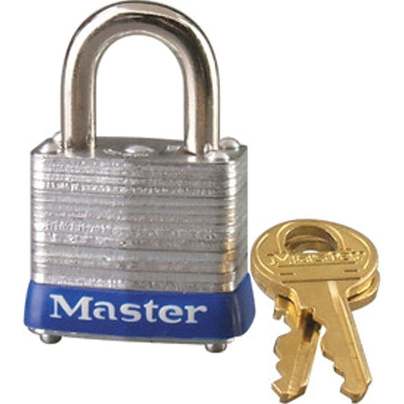 Master Lock 7KA P609 Padlock, 1-1/8 in W Body, Key No: P609, Keyed Alike Key, Open Shackle, 3/16 in Dia Shackle
