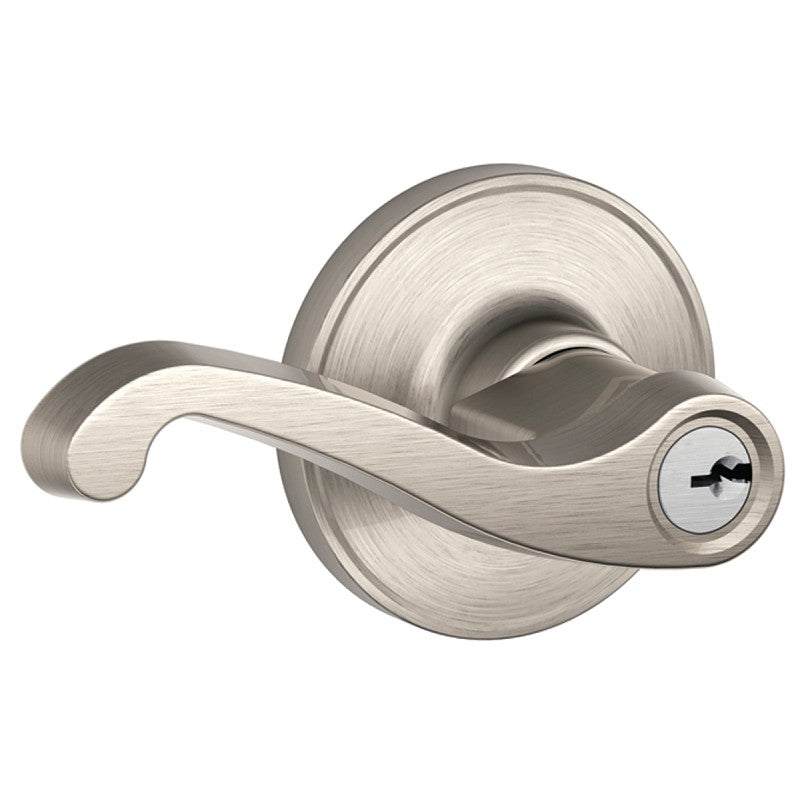 Schlage J Series J54 LAS 619 Entry Lever, 7/8 in Housing Dia, Mechanical Lock, Satin Nickel, Metal, Residential, 3 Grade