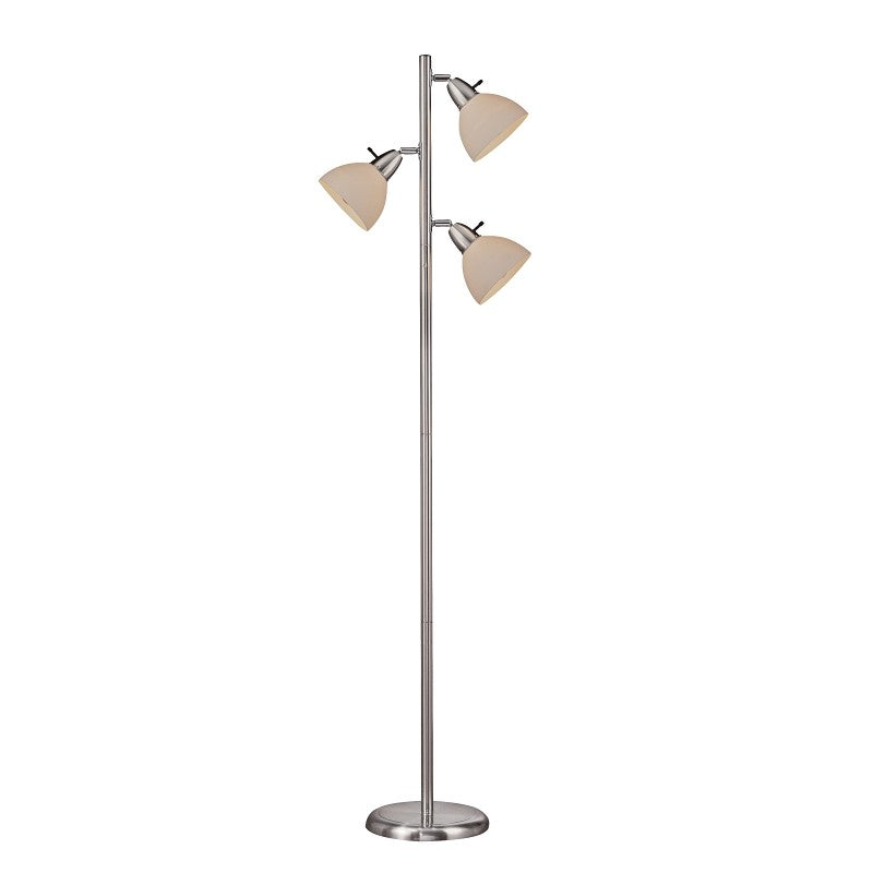 Boston Harbor TL-TREE-648 Tree Lamp, 120 V, 180 W, 3-Lamp, Incandescent Lamp, Metal, Brushed Nickel Finish