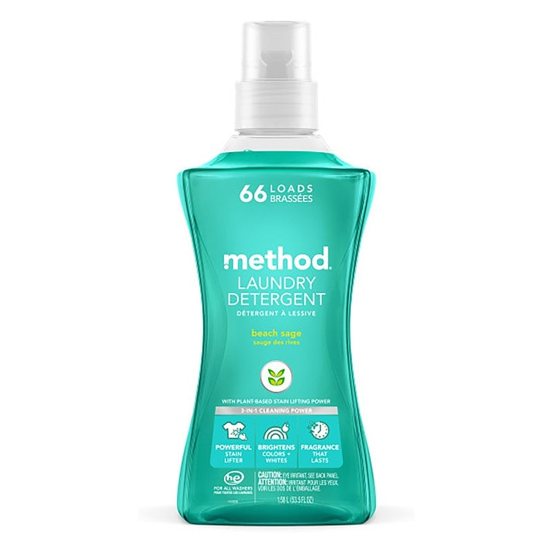 method 1489 Laundry Detergent, 53.5 oz Bottle, Liquid, Pleasant