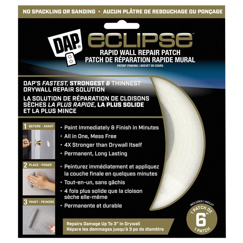 DAP 7079809165 Rapid Wall Repair Patch, 6 in Dimensions, Clear (Pack of 6)