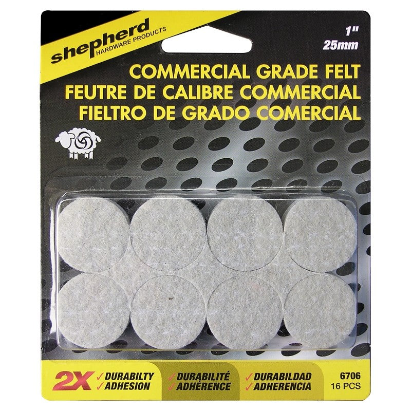 Shepherd Hardware 6706 Protective Pad, Felt, Beige, 1 in Dia