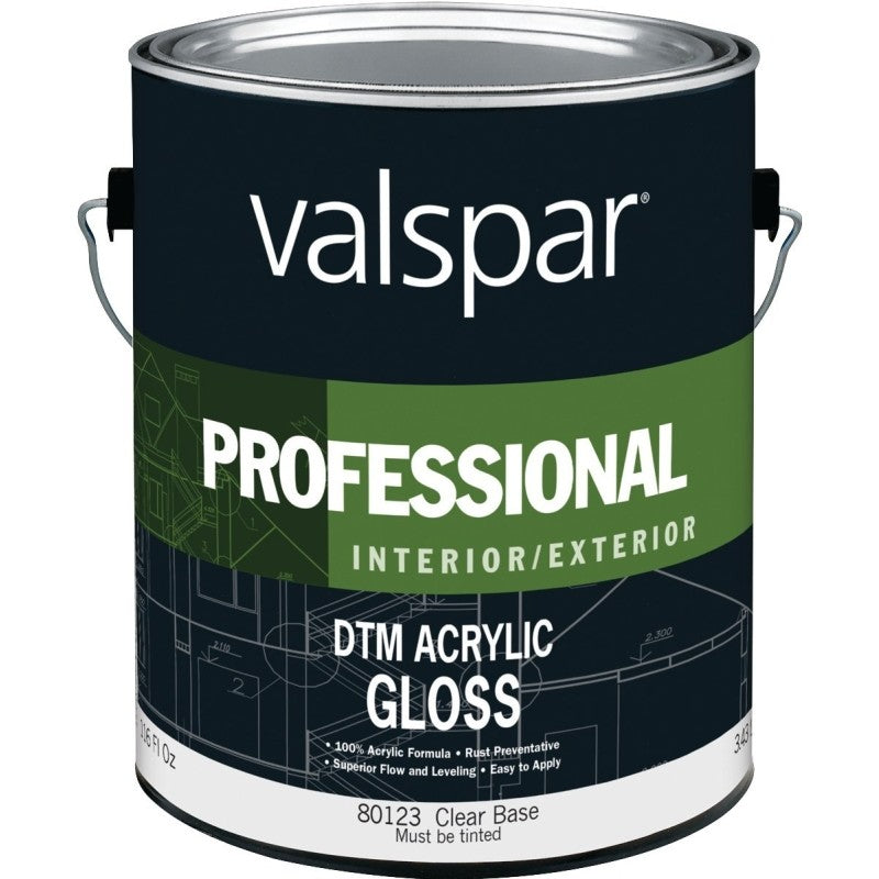 Valspar 045.0080123.007 DTM Acrylic Enamel Paint, Gloss Sheen, Clear, 1 gal, Pail, 300 to 400 sq-ft/gal Coverage Area (Pack of 4)