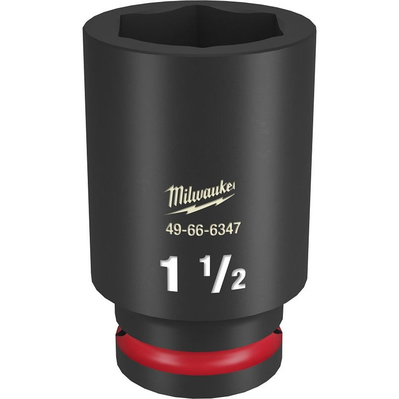 Milwaukee SHOCKWAVE Impact Duty Series 49-66-6347 Deep Impact Socket, 1-1/2 in Socket, 3/4 in Drive, Square Drive
