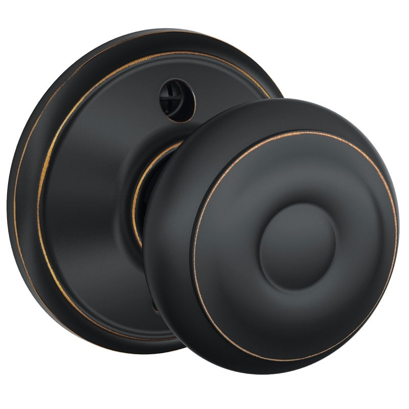 Schlage F170 GEO 716 Dummy Knob, Knob Handle, Round Design, Aged Bronze, Includes: Mounting Hardware, Residential, Metal