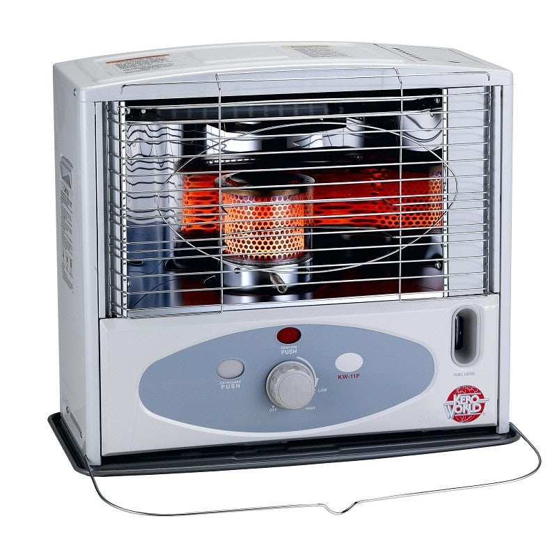 Kero World KW-11F Radiant Heater, 1 gal Fuel Tank, Kerosene, 10,000 Btu, 350 sq-ft Heating Area, Gray