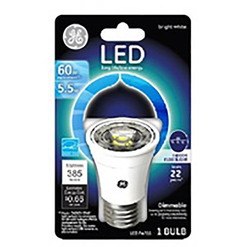 GE 26384 LED Bulb, Flood/Spotlight, PAR16 Lamp, 60 W Equivalent, GU10 Lamp Base, Dimmable, Warm White Light