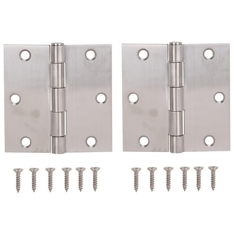 ProSource 20338SS-35S-DB-PS Square Corner Door Hinge, Steel, Brushed, Loose Pin, 180 deg Range of Motion