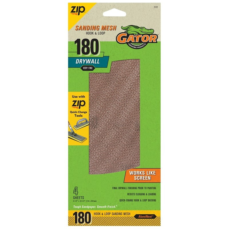Gator 7177 Screen Sandpaper, 10-1/2 in L, 4-1/2 in W, 180 Grit, Very Fine, Aluminum Oxide Abrasive