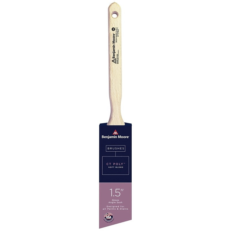Benjamin Moore U62015-017 Paint Brush, Wood Handle, Soft Brush, CT Polymer Bristle, Angle Sash Handle, 1 EA
