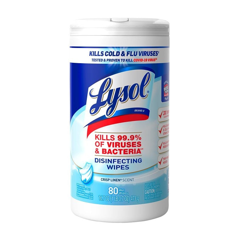 Lysol 1920089346 Disinfecting Wipes, 8 in L, 7 in W, Crisp Linen