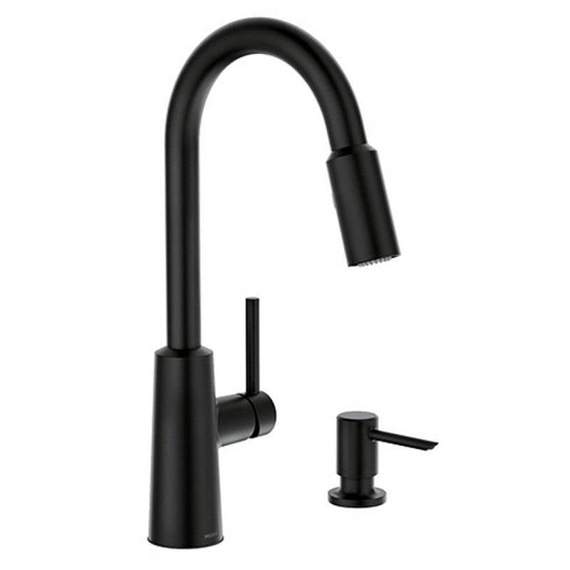 Moen Nori Series 87066BL Pull-Down Kitchen Faucet, 1.5 gpm, 1-Handle, 1, 4-Faucet Hole, Metal, Matte