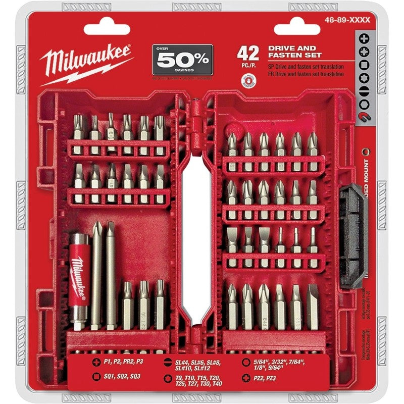 Milwaukee 48-32-1554 Drive Bit Set, 42-Piece, Heavy-Duty, Steel