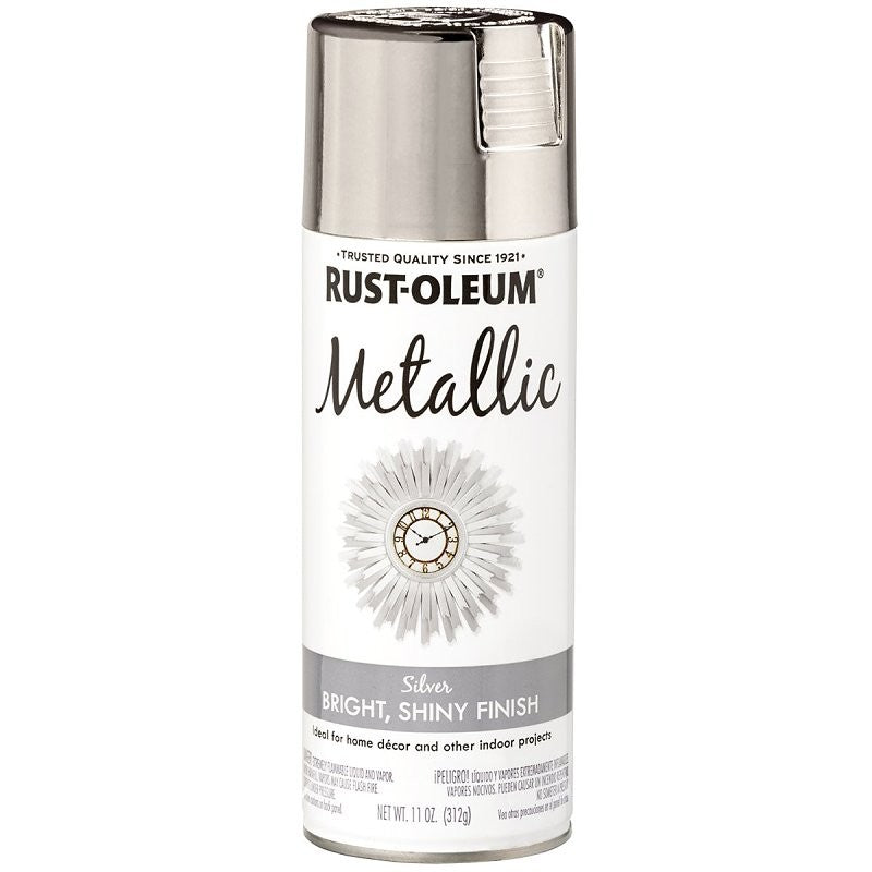 Rust-Oleum 340648 Metallic Spray Paint, Gloss, Silver, 11 oz, Aerosol Can