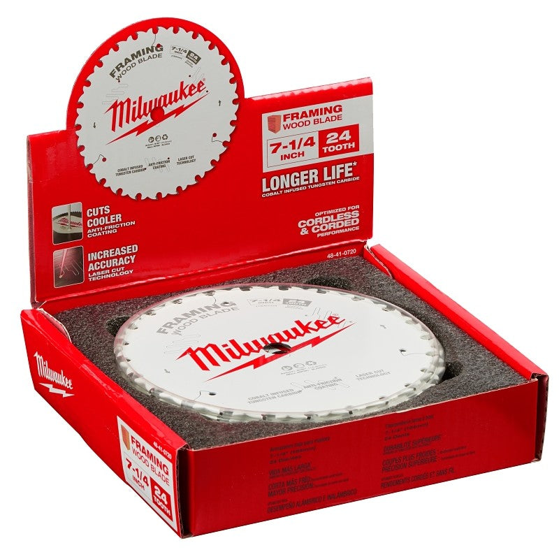 Milwaukee 48-41-0720 Circular Saw Blade, 7-1/4 in Dia, 5/8 in Arbor, Cobalt/Tungsten Carbide Cutting Edge, 10/PK (Pack of 10)