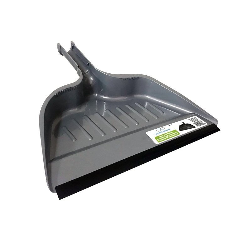 Simple Spaces 2033 Snap-On Dustpan, 12.75 in L, 14.75 in W, Recycle Polypropylene, Gray, Rubber Lip (Pack of 6)