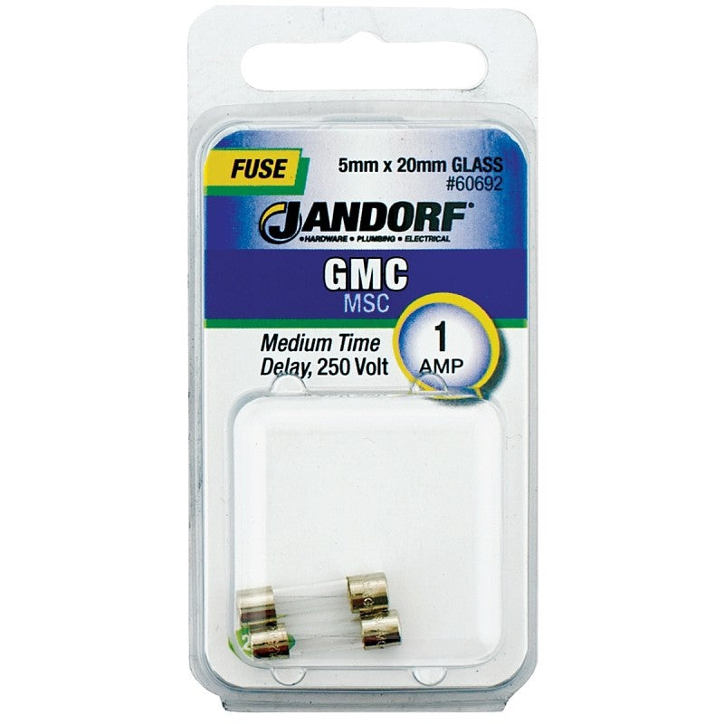 Jandorf 60692 Series Time Delay Fuse, 0.15 Ohm, 1 A, 250 V, 35 A, 10 kA Interrupt, Glass Body