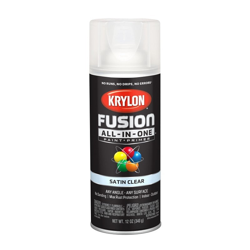 Krylon K02735007 Spray Paint, Satin, Clear, 12 oz, Can