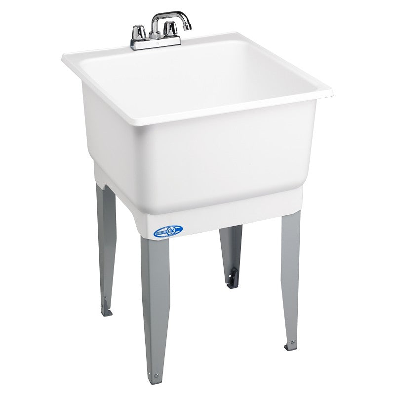 ELM UTILATUB Series 14CP Laundry Tub Combo Kit, 20 gal Capacity, 33 in OAH, Polypropylene, White, Floor Mounting