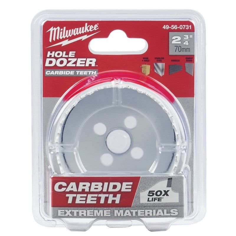 Milwaukee 49-56-0731 Hole Dozer, 2-3/4 in Dia, 1.62 in D Cutting, 4 TPI, Carbide Cutting Edge