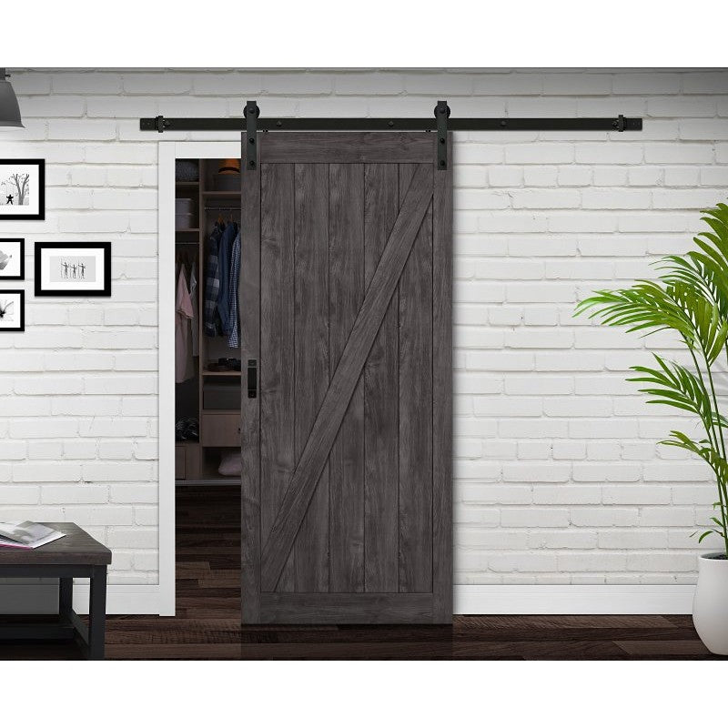Renin Brownstone BD053W01IA1IAE360 Series Barn Door Kit, Iron Age, 36 in W x 84 in H W x H, Engineered Wood