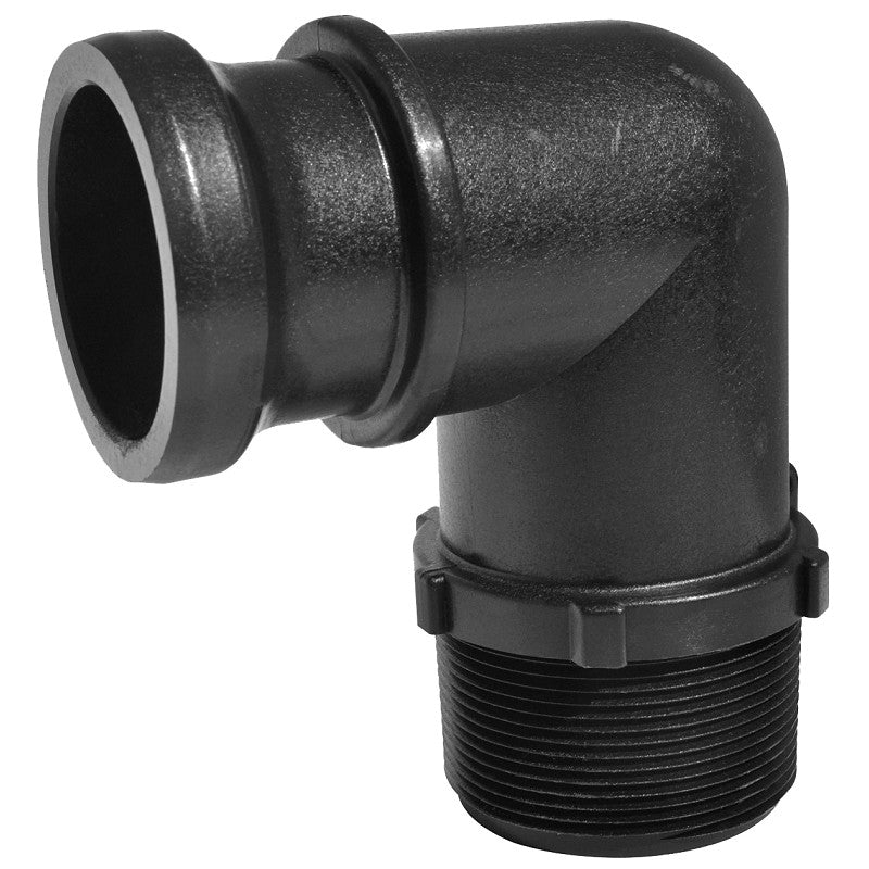 Green Leaf FL Series 200F90 Camlock Coupling, 2 in, Male Adapter x MNPT, 90 deg Angle, Polypropylene, Black