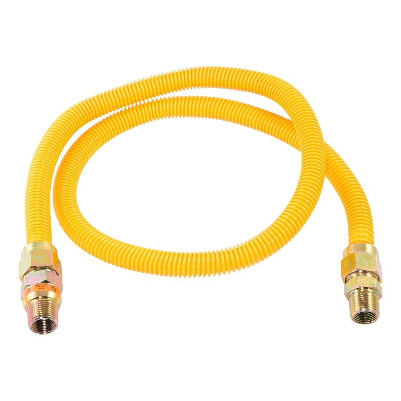 Eastman 30YE50V048B Gas Connector, 3/8 x 1/2 in, FIP x MIP, Stainless Steel, Epoxy-Coated, 48 in L, 5/8 in OD