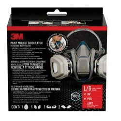 3M 6503QLP1-DC-PS Quick Latch Respirator, L Mask, N95 Filter Class, 95 % Filter Efficiency, Organic Vapor Cartridge
