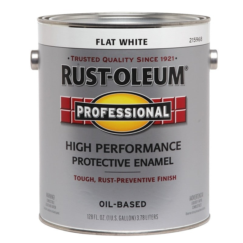 Professional 215968 Enamel Paint, Oil, Flat, White, 1 gal, Can, 265 to 440 sq-ft/gal Coverage Area (Pack of 2)