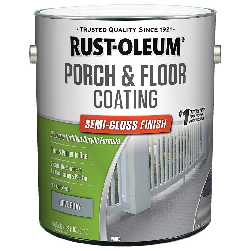 Rust-Oleum 320419 Porch and Floor Coating, Semi-Gloss, Dove Gray, Liquid, 1 gal, Can (Pack of 2)