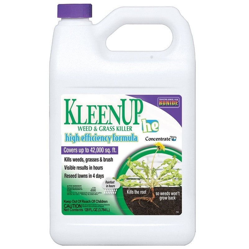 Bonide KleenUp he 754 Weed and Grass Killer Concentrate, Liquid, Amber/Light Brown, 1 gal (Pack of 4)