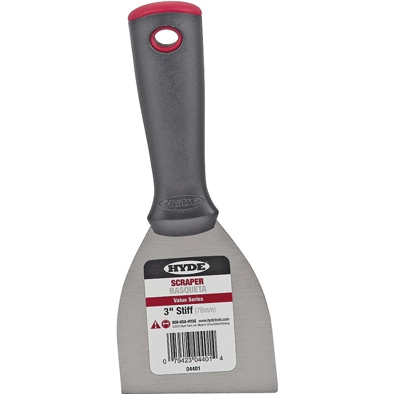 Hyde 04401 Paint Scraper, 3 in W Blade, 1-Edge Blade, HCS Blade, Polypropylene Handle, Ergonomic Handle