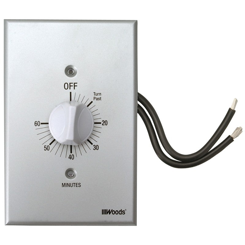 Woods 59719 Countdown Timer, 20 A, 125 V, 2500 W, 60 min Time Setting, Gray
