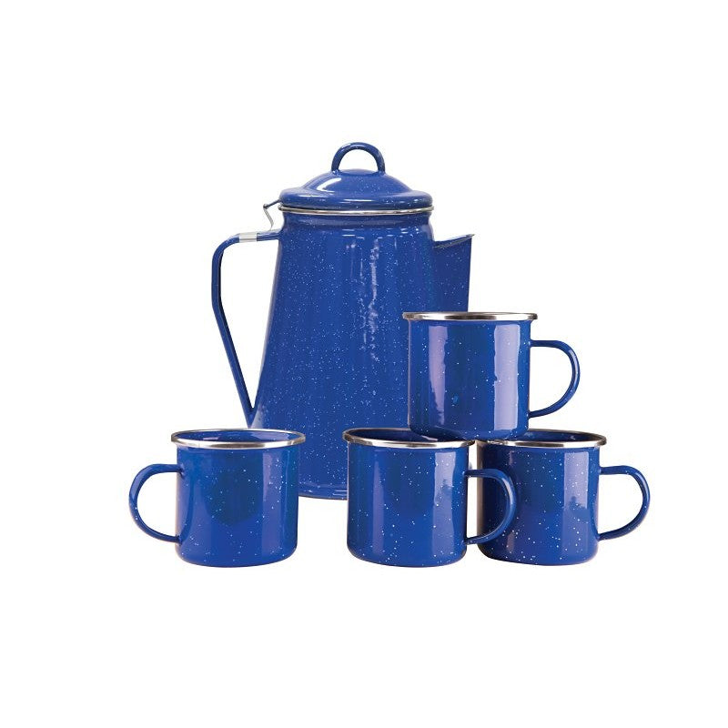 Stansport 11230 Percolator, 8 Cups Capacity, Aluminum, Blue, Enamel
