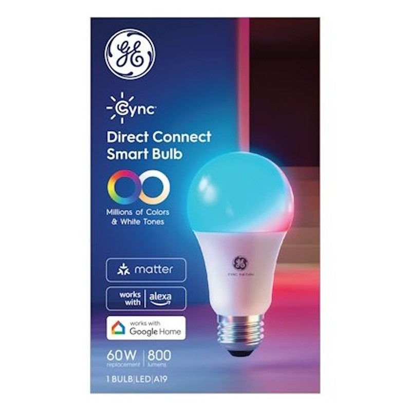 GE 93131732 Smart Bulb, 9.5 W, Wi-Fi Connectivity: Yes, Bluetooth, Wi-Fi Control, E26 Medium Lamp Base, LED Lamp