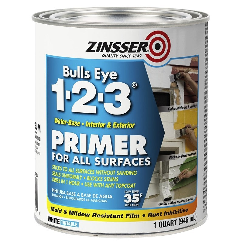 Zinsser 02004 Primer, 450 sq-ft/gal Coverage Area, White, 1 qt