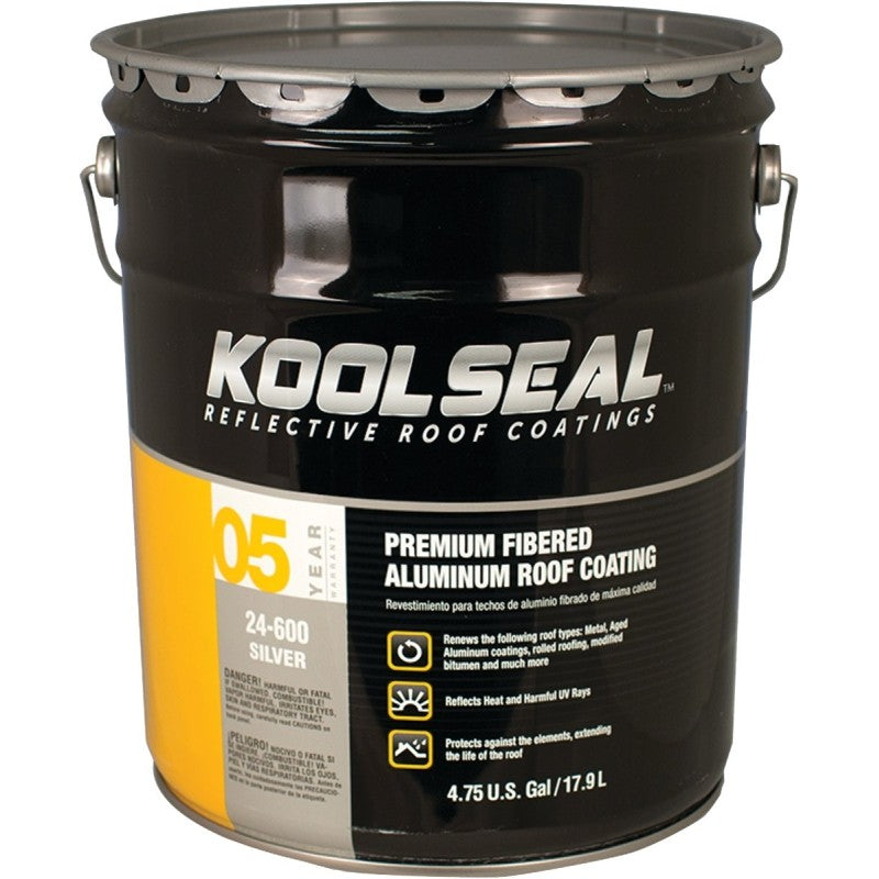 Kool Seal KS0024600-20 Roof Coating, Silver, 5 gal Pail, Liquid